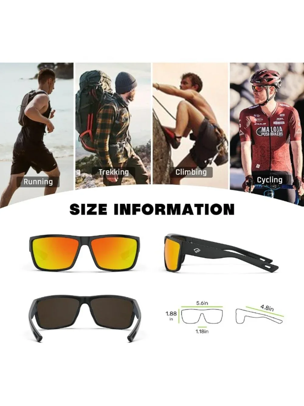 Polarized Sports Sunglasses for Men & Women - Cycling, Running, Golf, Fishing